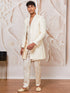 Men's Cream Silk Blend Indowestern, Kurta Pant Set